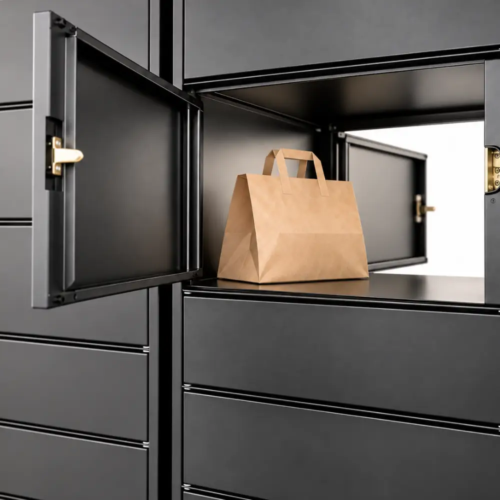 Pedido preparado dentro de un Food Locker de doble acceso